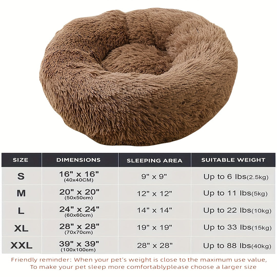 Plush Dog Kennel, Comfortable Circular Soft Dog Cushion Sofa Bed, Warm And Calm Donut Hugging Dog Bed, Recommended To Buy One Size Larger When Approaching The Upper Limit