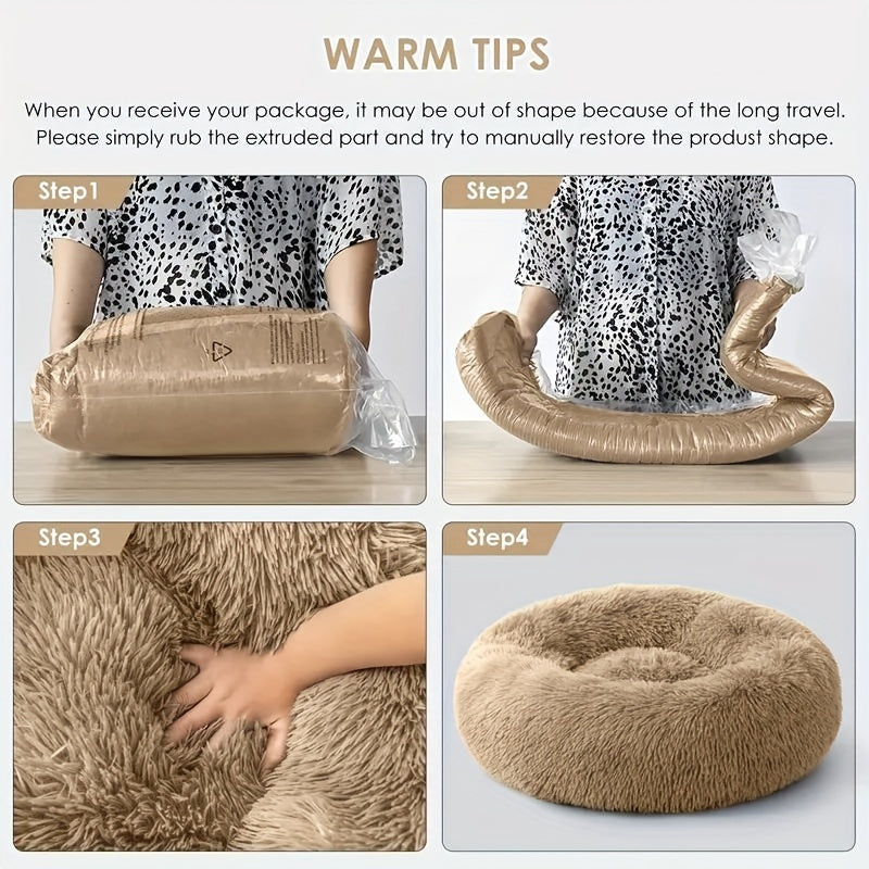 Plush Dog Kennel, Comfortable Circular Soft Dog Cushion Sofa Bed, Warm And Calm Donut Hugging Dog Bed, Recommended To Buy One Size Larger When Approaching The Upper Limit