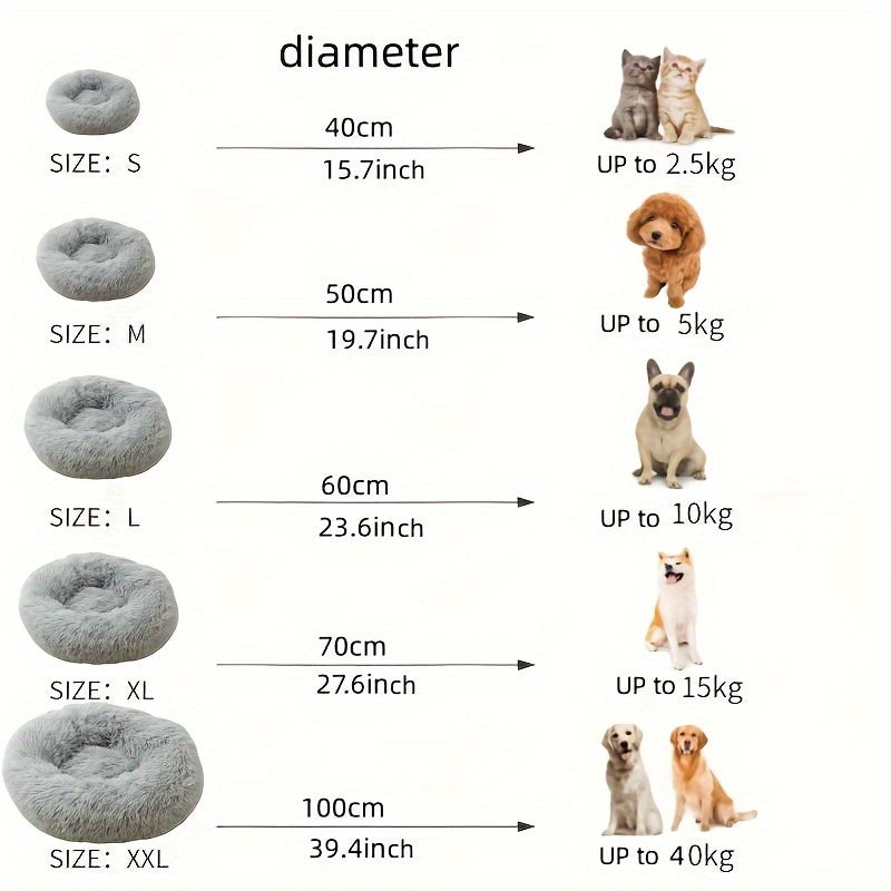 Plush Dog Kennel, Comfortable Circular Soft Dog Cushion Sofa Bed, Warm And Calm Donut Hugging Dog Bed, Recommended To Buy One Size Larger When Approaching The Upper Limit