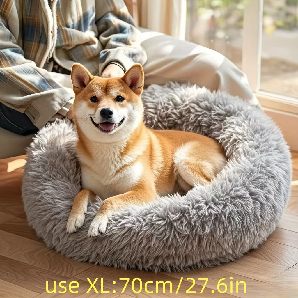 Plush Dog Kennel, Comfortable Circular Soft Dog Cushion Sofa Bed, Warm And Calm Donut Hugging Dog Bed, Recommended To Buy One Size Larger When Approaching The Upper Limit