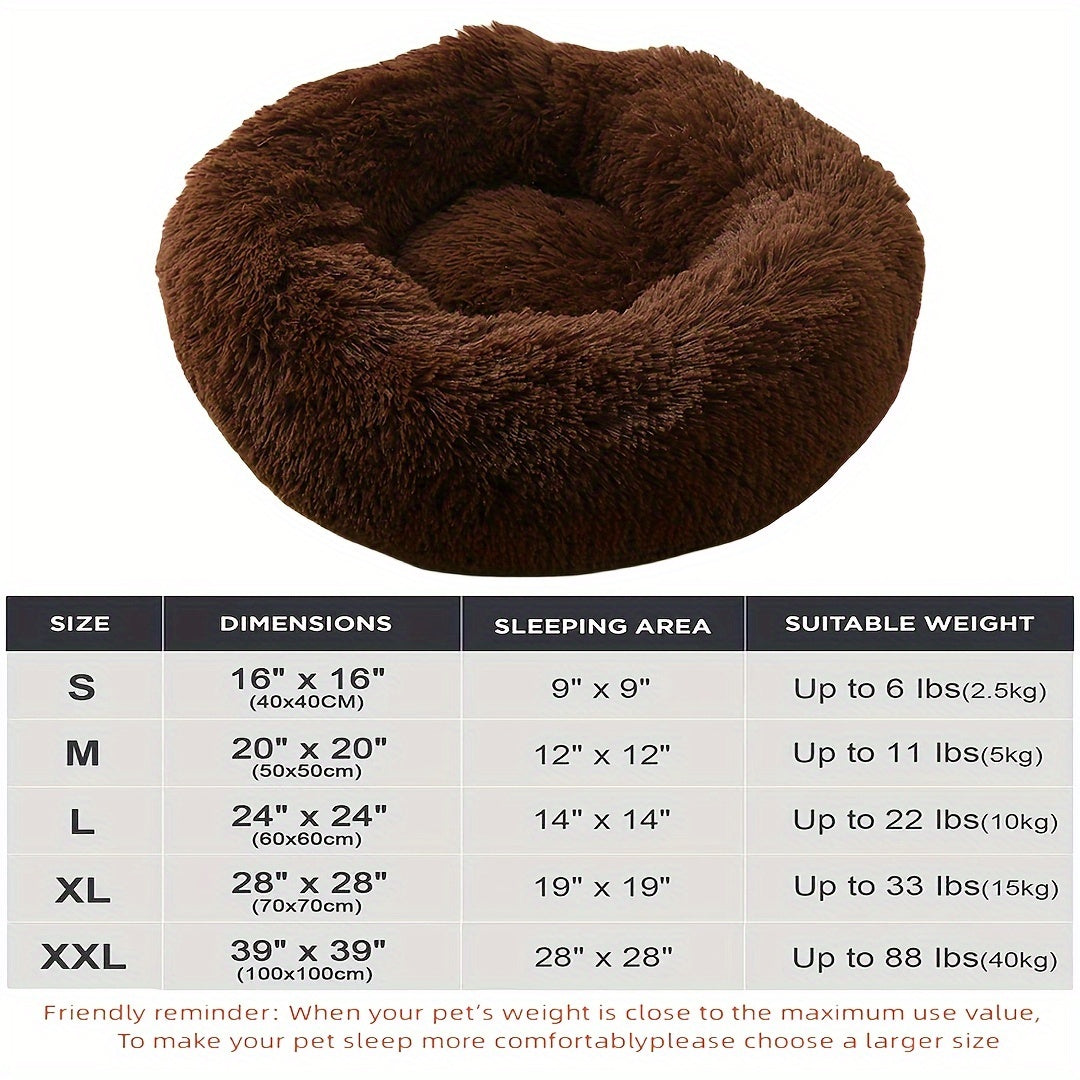 Plush Dog Kennel, Comfortable Circular Soft Dog Cushion Sofa Bed, Warm And Calm Donut Hugging Dog Bed, Recommended To Buy One Size Larger When Approaching The Upper Limit
