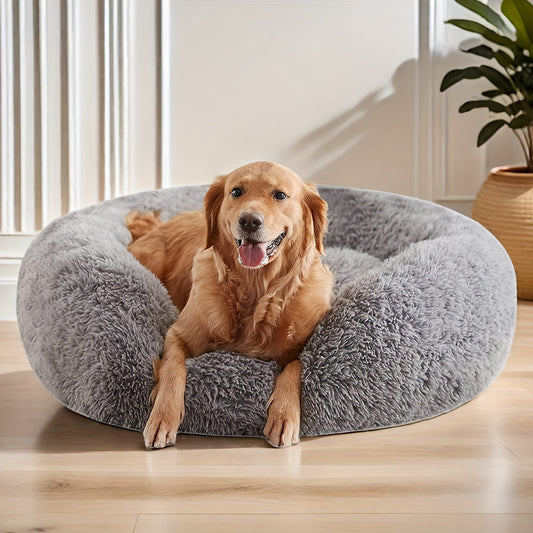 Plush Dog Kennel, Comfortable Circular Soft Dog Cushion Sofa Bed, Warm And Calm Donut Hugging Dog Bed, Recommended To Buy One Size Larger When Approaching The Upper Limit