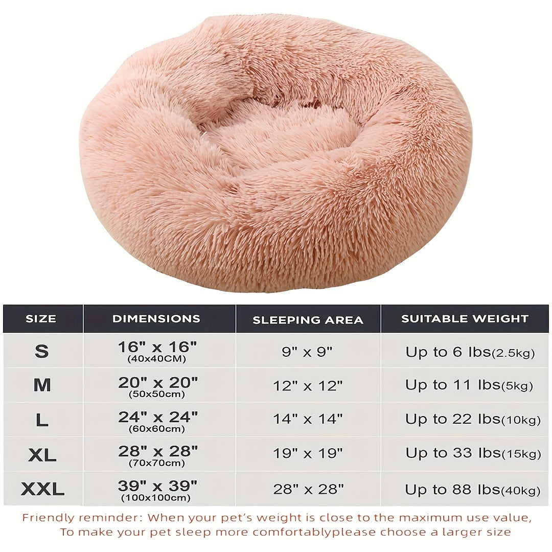 Plush Dog Kennel, Comfortable Circular Soft Dog Cushion Sofa Bed, Warm And Calm Donut Hugging Dog Bed, Recommended To Buy One Size Larger When Approaching The Upper Limit