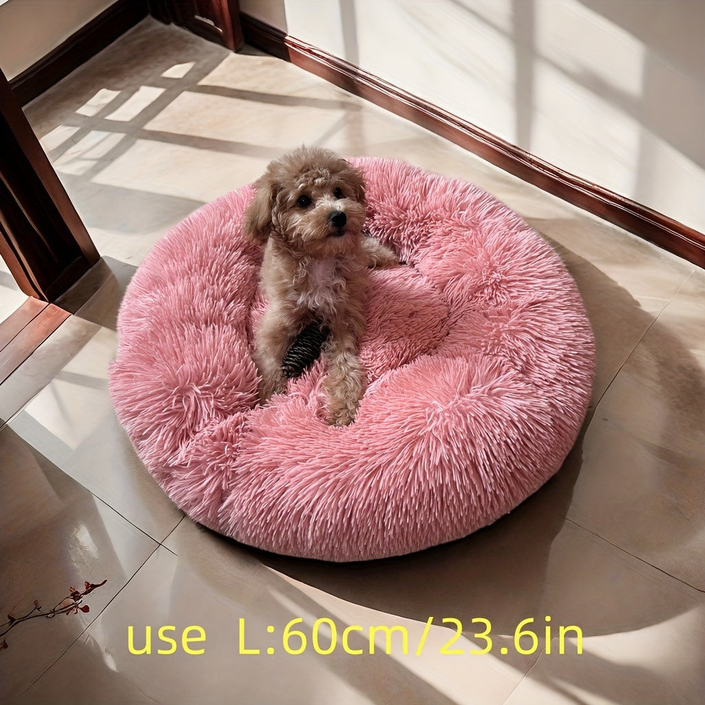 Plush Dog Kennel, Comfortable Circular Soft Dog Cushion Sofa Bed, Warm And Calm Donut Hugging Dog Bed, Recommended To Buy One Size Larger When Approaching The Upper Limit