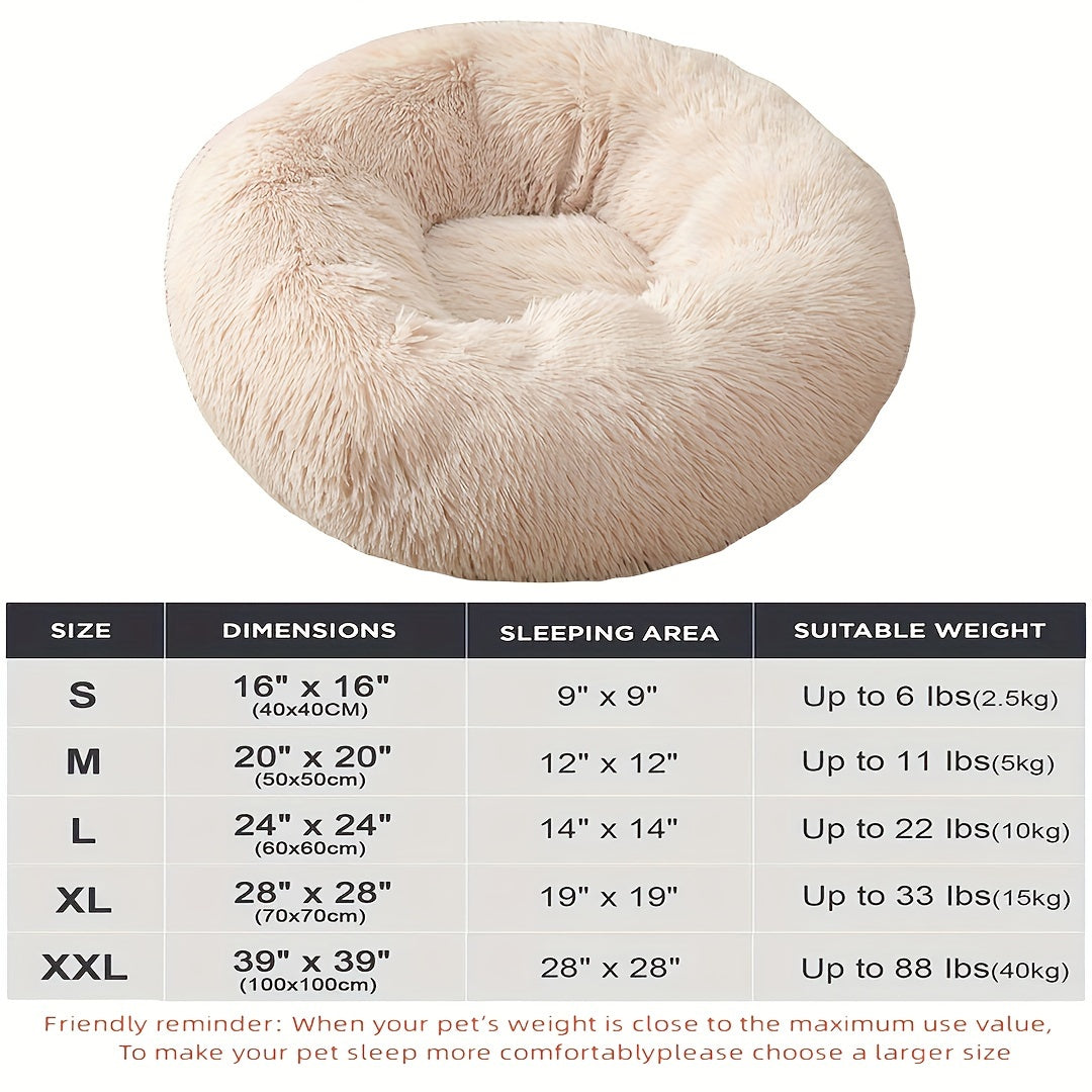 Plush Dog Kennel, Comfortable Circular Soft Dog Cushion Sofa Bed, Warm And Calm Donut Hugging Dog Bed, Recommended To Buy One Size Larger When Approaching The Upper Limit