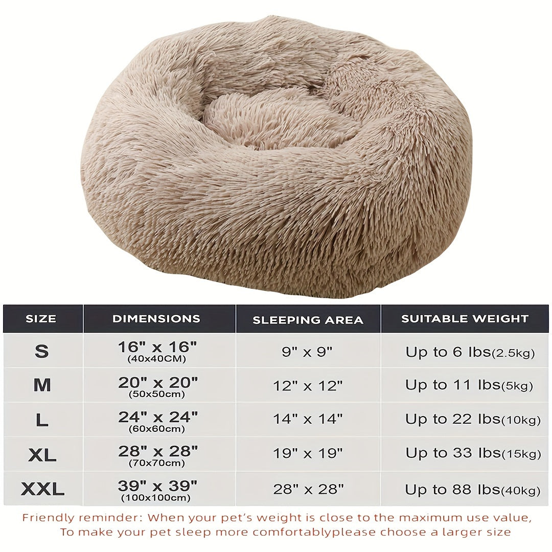 Plush Dog Kennel, Comfortable Circular Soft Dog Cushion Sofa Bed, Warm And Calm Donut Hugging Dog Bed, Recommended To Buy One Size Larger When Approaching The Upper Limit