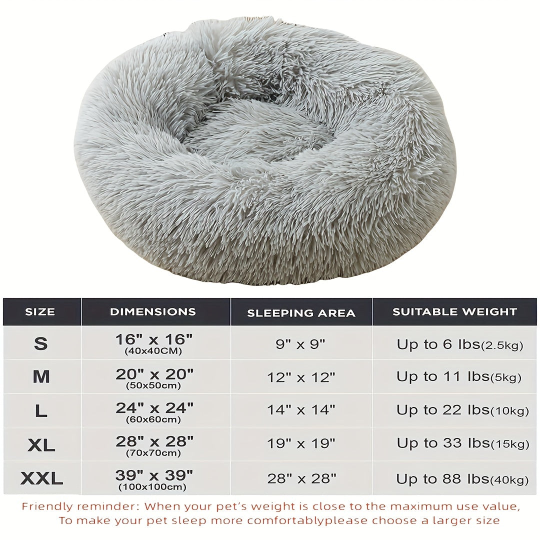 Plush Dog Kennel, Comfortable Circular Soft Dog Cushion Sofa Bed, Warm And Calm Donut Hugging Dog Bed, Recommended To Buy One Size Larger When Approaching The Upper Limit