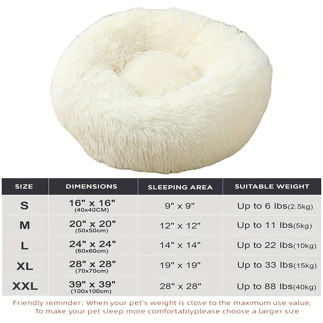 Plush Dog Kennel, Comfortable Circular Soft Dog Cushion Sofa Bed, Warm And Calm Donut Hugging Dog Bed, Recommended To Buy One Size Larger When Approaching The Upper Limit