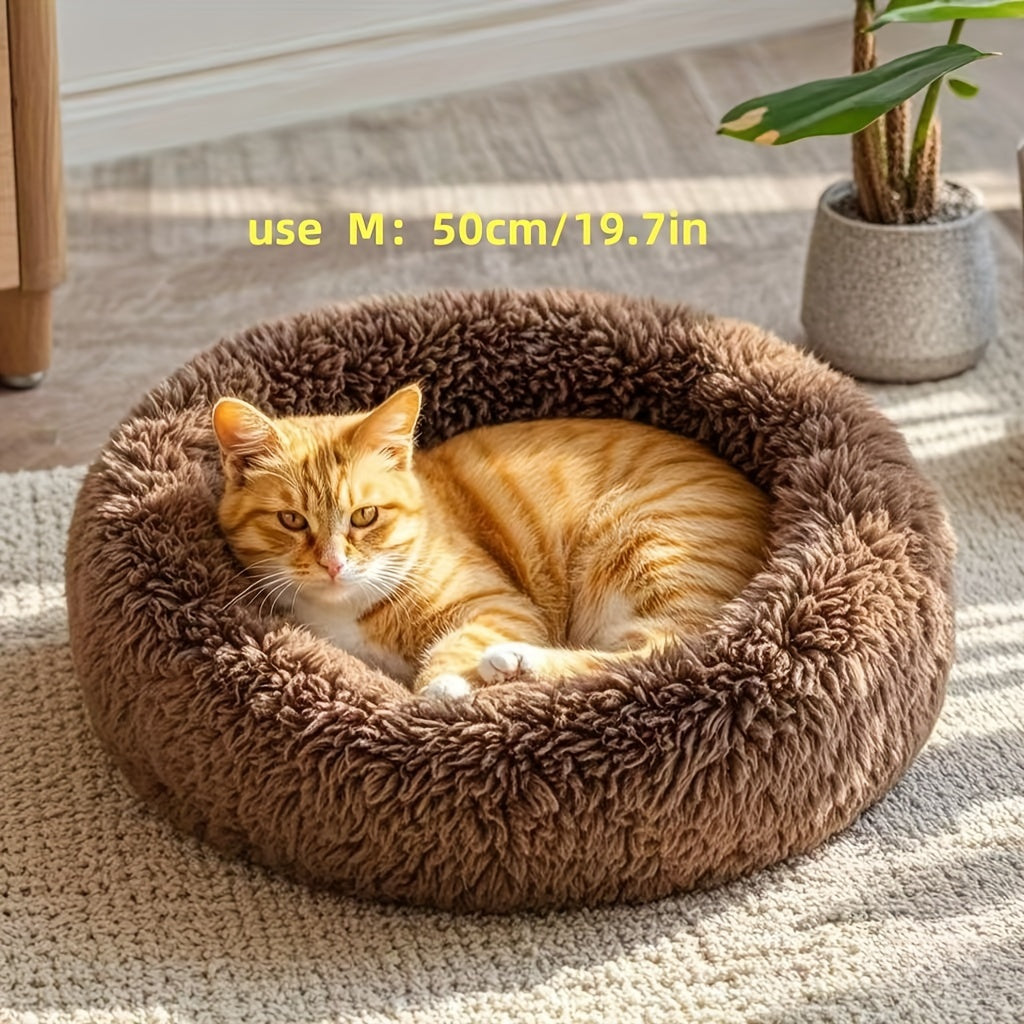Plush Dog Kennel, Comfortable Circular Soft Dog Cushion Sofa Bed, Warm And Calm Donut Hugging Dog Bed, Recommended To Buy One Size Larger When Approaching The Upper Limit