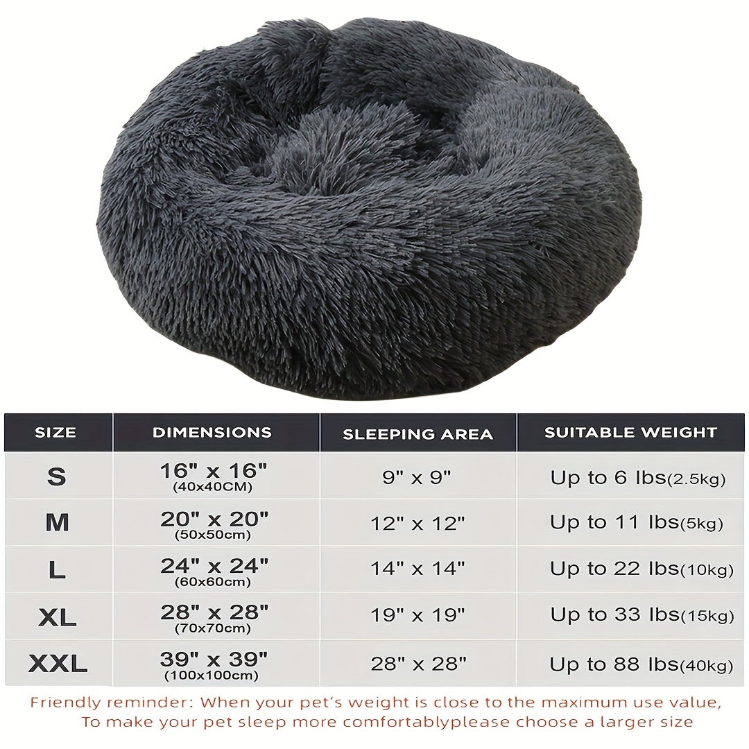 Plush Dog Kennel, Comfortable Circular Soft Dog Cushion Sofa Bed, Warm And Calm Donut Hugging Dog Bed, Recommended To Buy One Size Larger When Approaching The Upper Limit